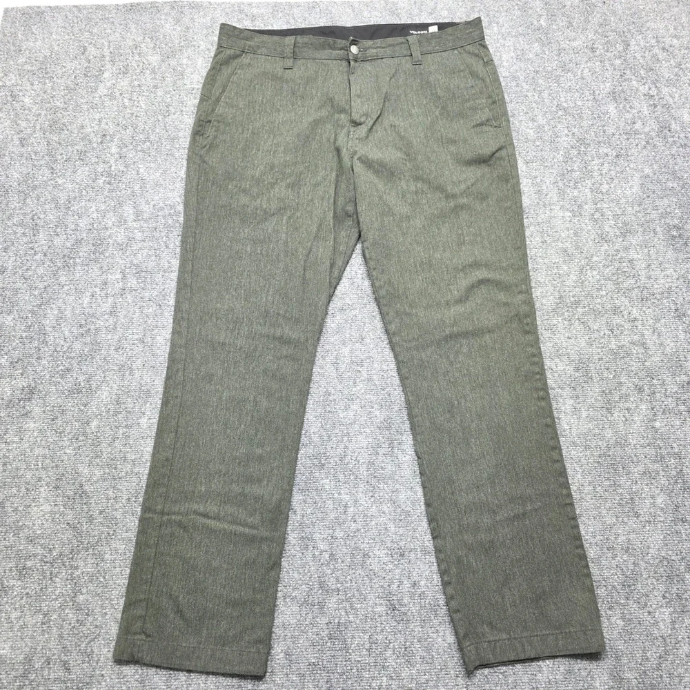 Volcom Vmonty‎ Modern Stretch Chino Pants Men's 36 Heather Olive Green A11313S1